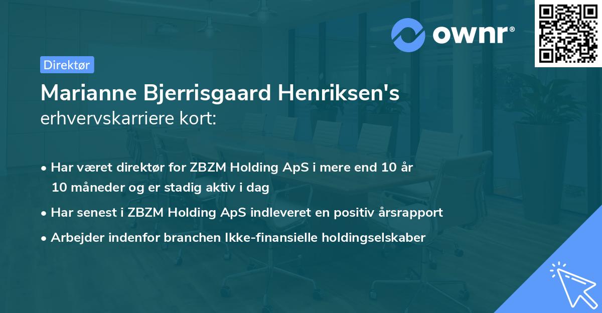Marianne Bjerrisgaard Henriksen's erhvervskarriere kort