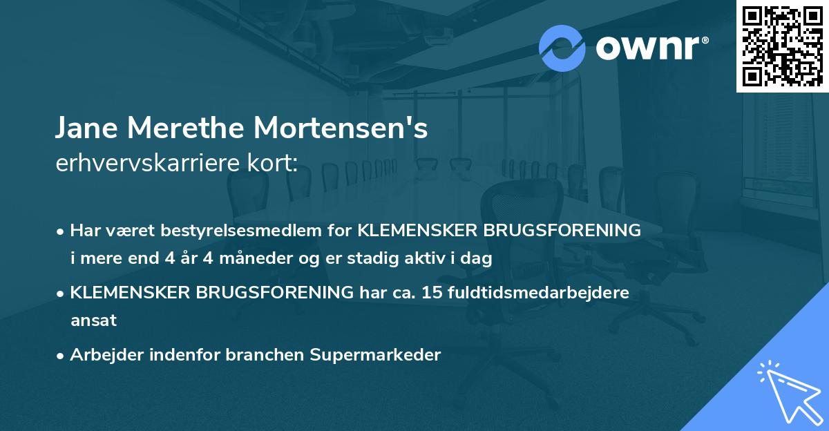 Jane Merethe Mortensen's erhvervskarriere kort