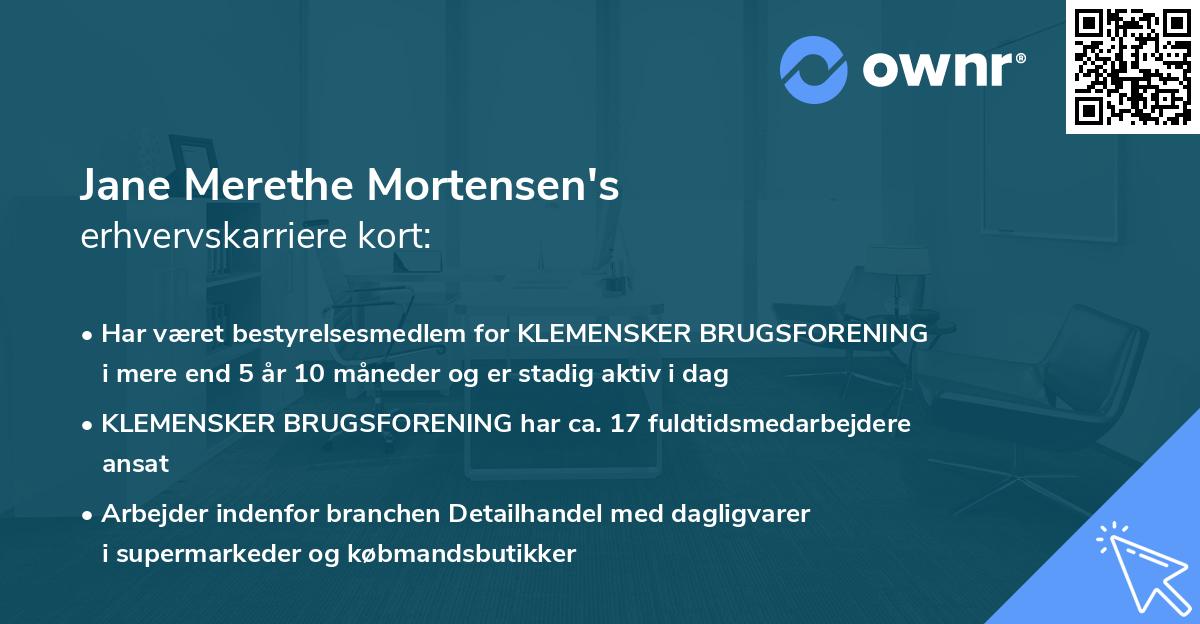 Jane Merethe Mortensen's erhvervskarriere kort