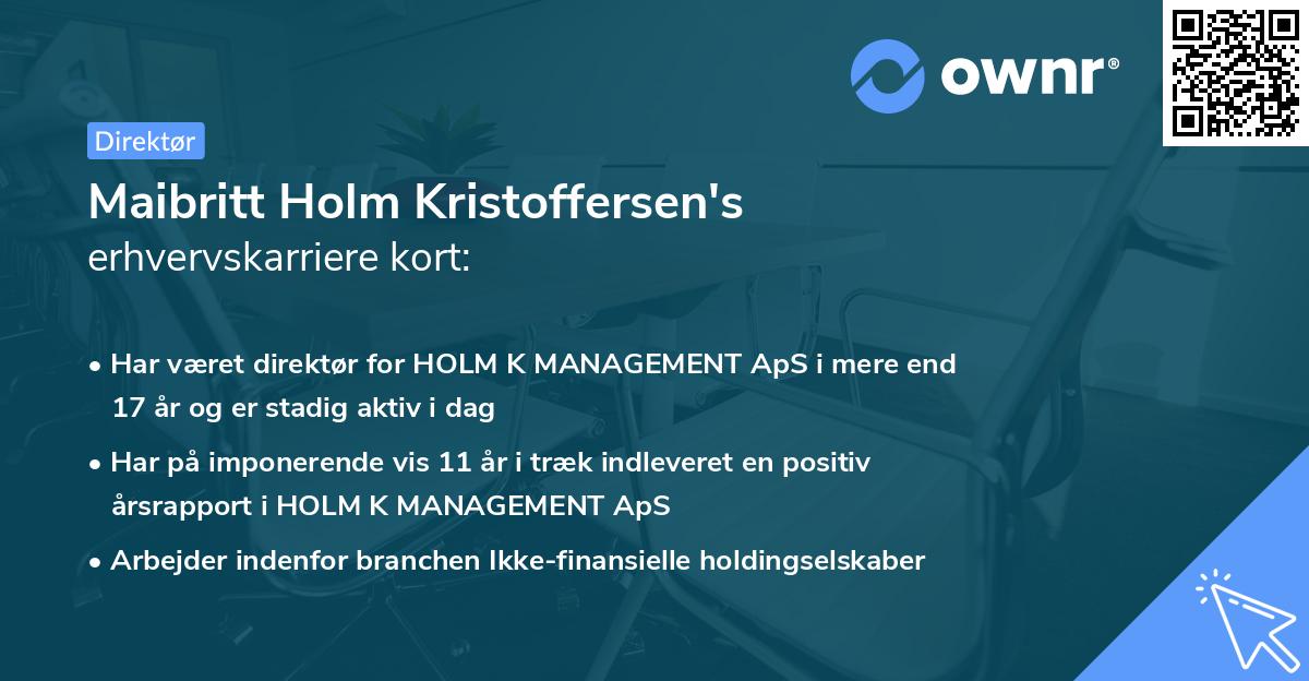 Maibritt Holm Kristoffersen's erhvervskarriere kort