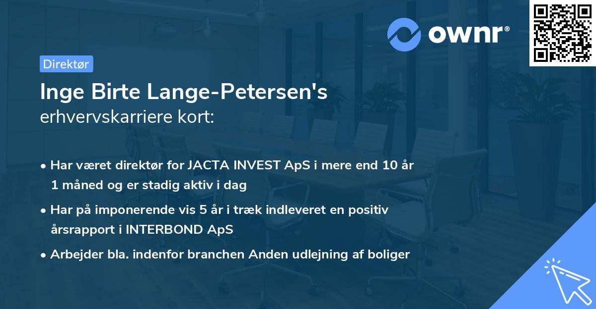 Inge Birte Lange-Petersen's erhvervskarriere kort