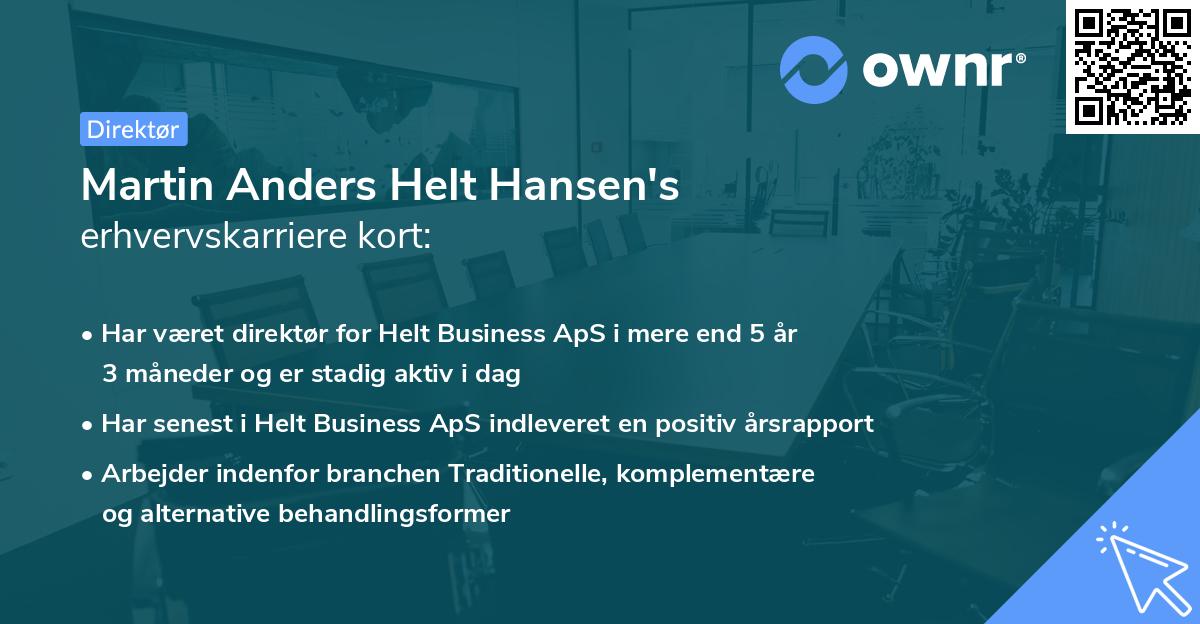 Martin Anders Helt Hansen's erhvervskarriere kort