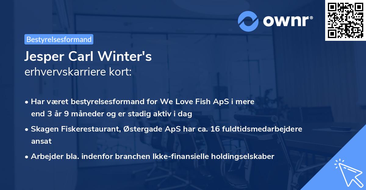 Jesper Carl Winter's erhvervskarriere kort