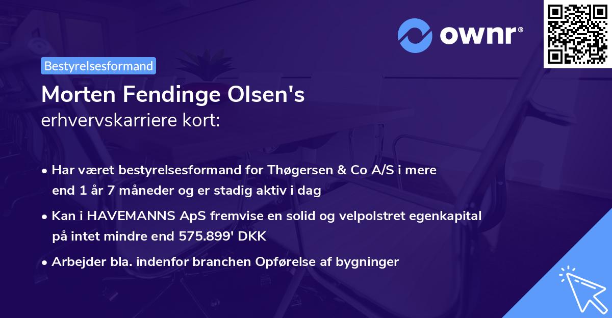 Morten Fendinge Olsen's erhvervskarriere kort