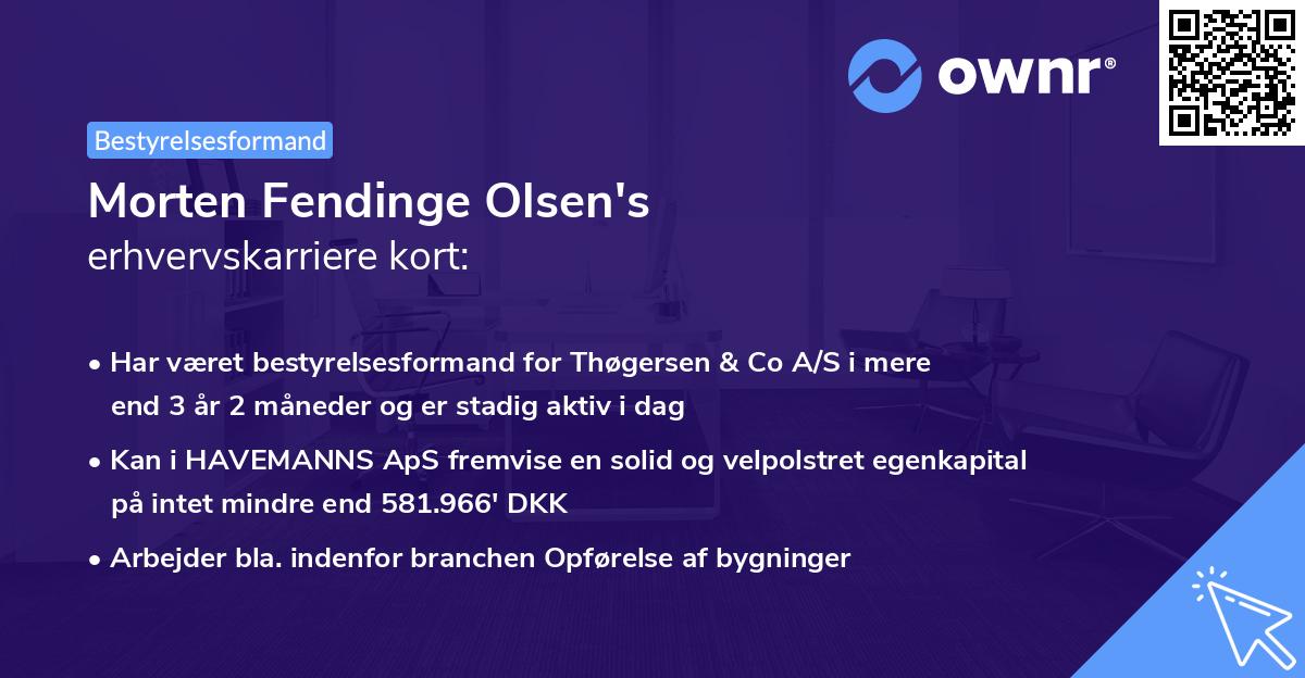 Morten Fendinge Olsen's erhvervskarriere kort