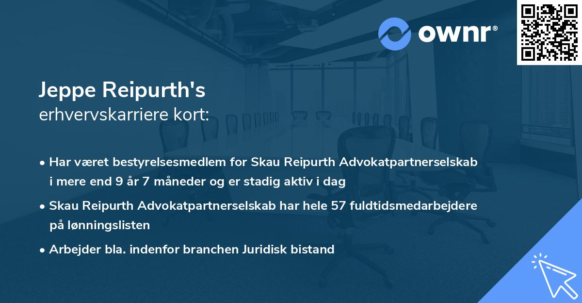 Jeppe Reipurth's erhvervskarriere kort