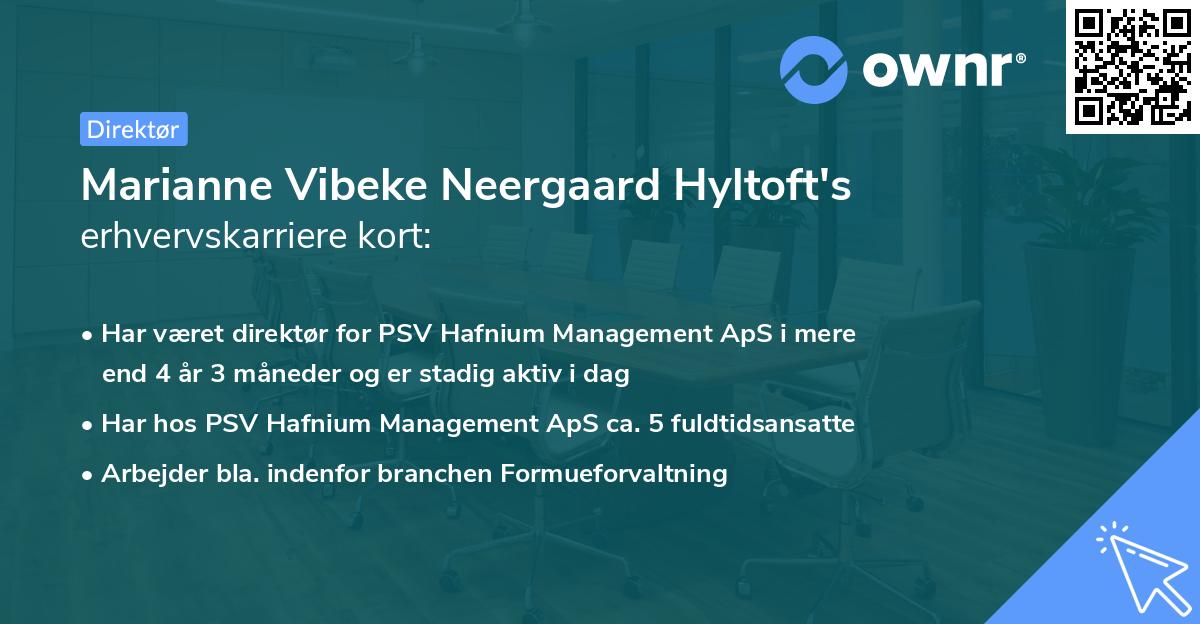 Marianne Vibeke Neergaard Hyltoft's erhvervskarriere kort