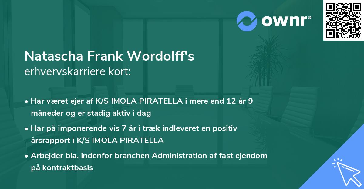 Natascha Frank Wordolff's erhvervskarriere kort