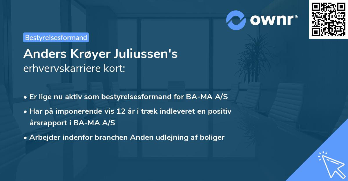 Anders Krøyer Juliussen's erhvervskarriere kort