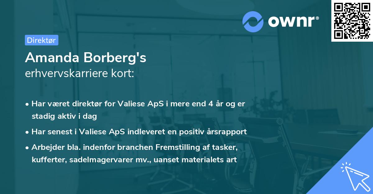 Amanda Borberg's erhvervskarriere kort