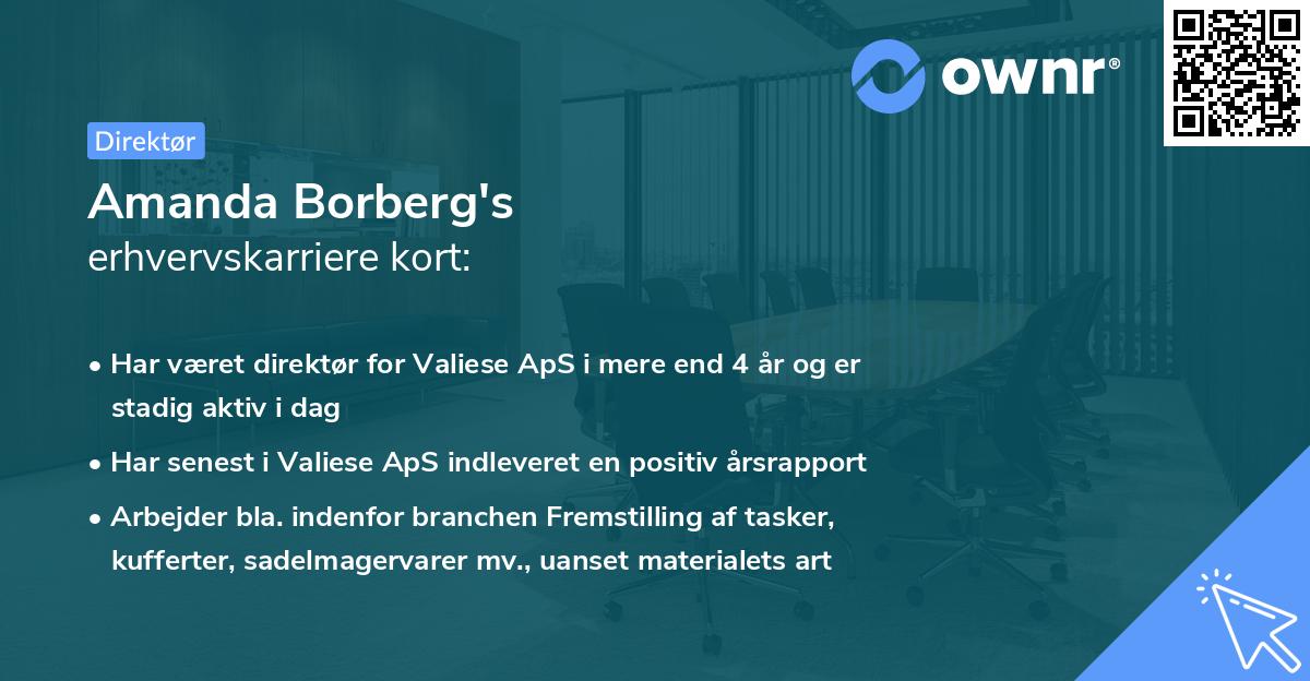Amanda Borberg's erhvervskarriere kort