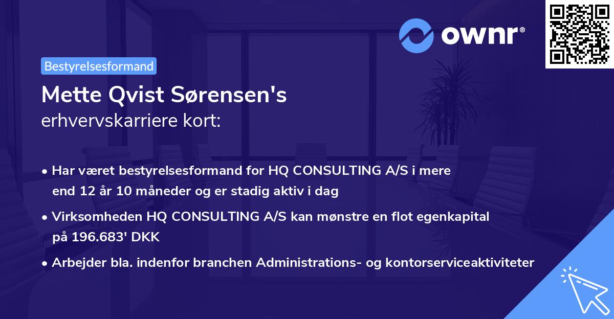 Mette Qvist Sørensen's erhvervskarriere kort