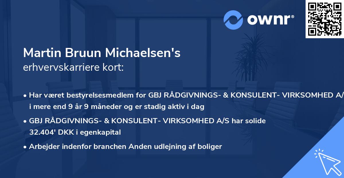 Martin Bruun Michaelsen's erhvervskarriere kort