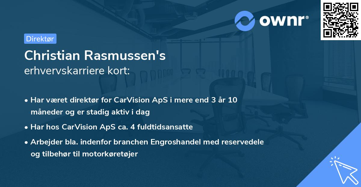 Christian Rasmussen's erhvervskarriere kort