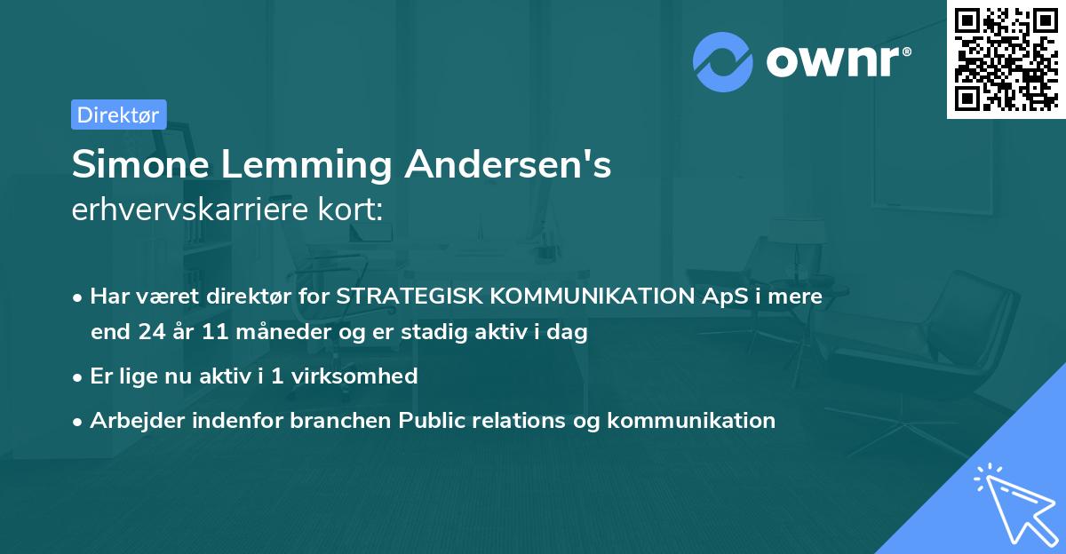 Simone Lemming Andersen's erhvervskarriere kort