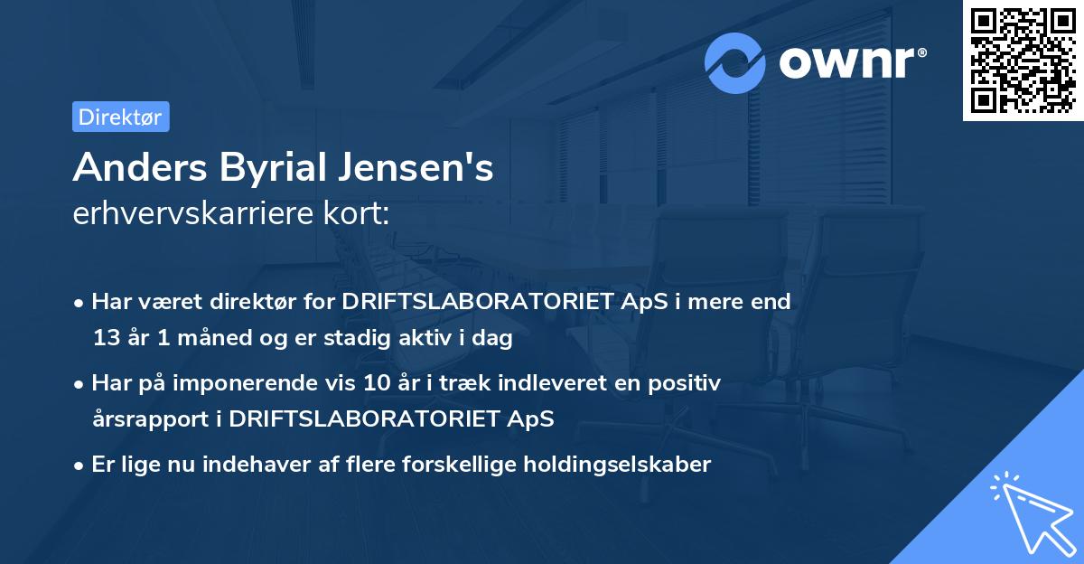 Anders Byrial Jensen's erhvervskarriere kort