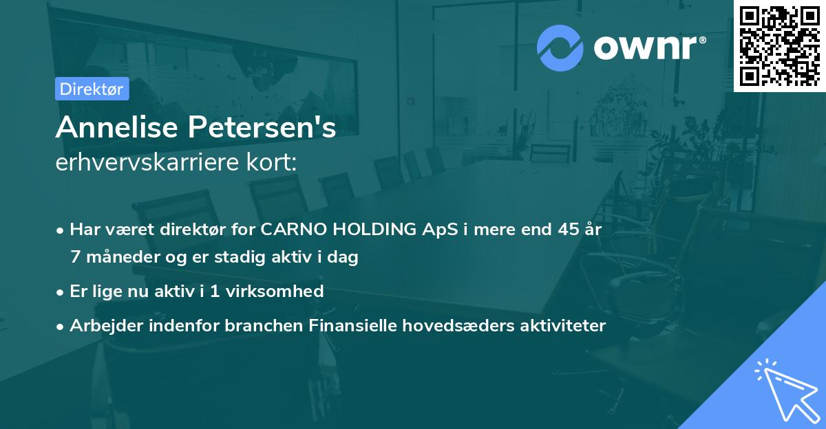 Annelise Petersen's erhvervskarriere kort