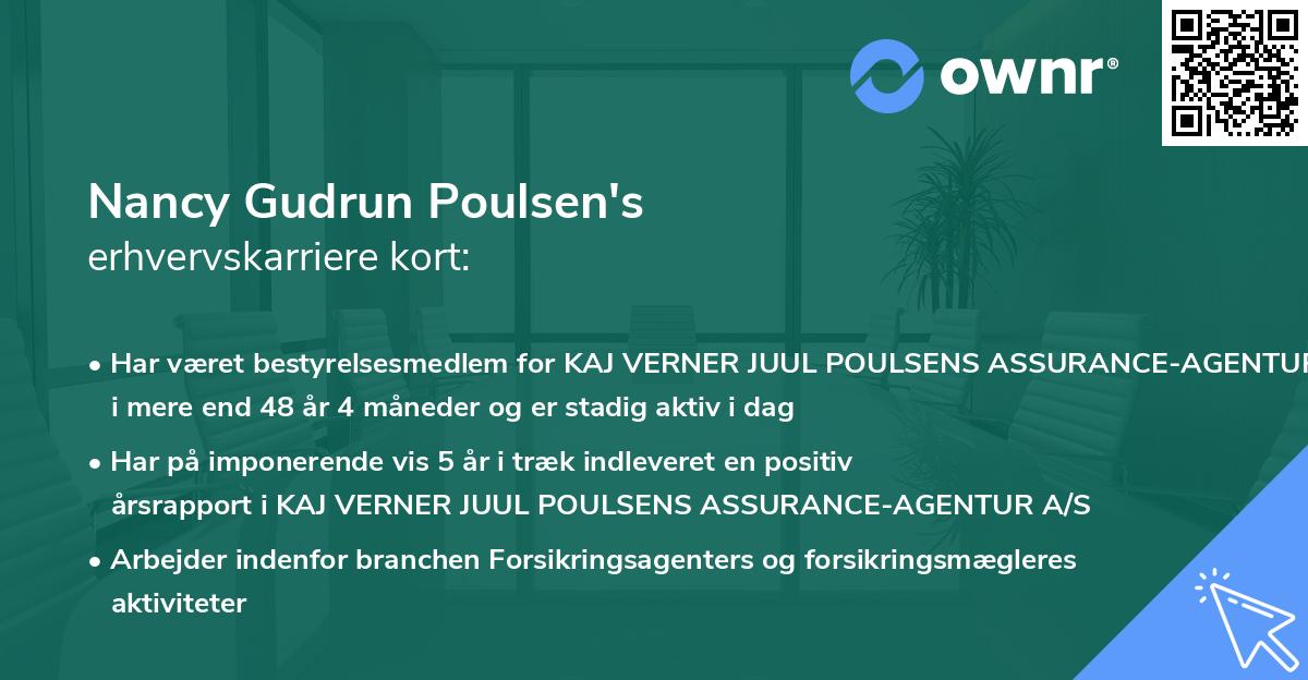 Nancy Gudrun Poulsen's erhvervskarriere kort