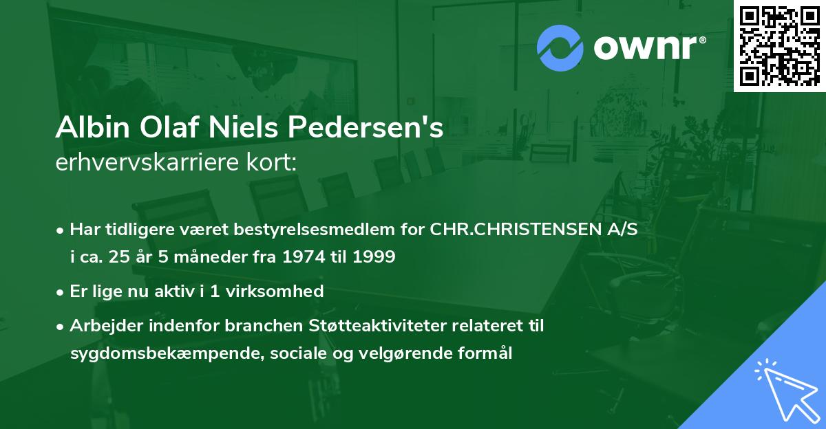 Albin Olaf Niels Pedersen's erhvervskarriere kort