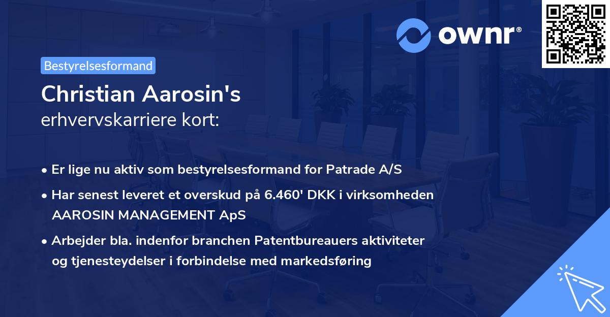 Christian Aarosin's erhvervskarriere kort