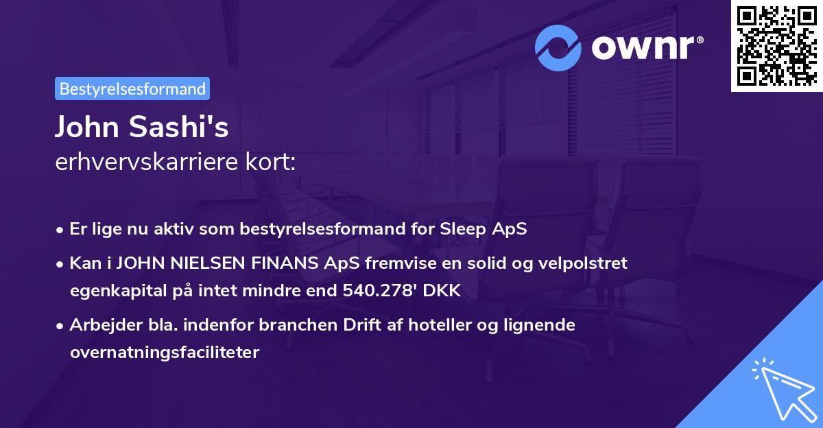 John Sashi's erhvervskarriere kort