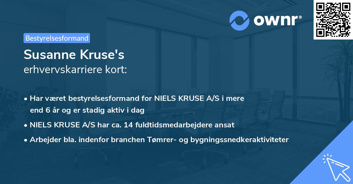 Susanne Kruse's erhvervskarriere kort
