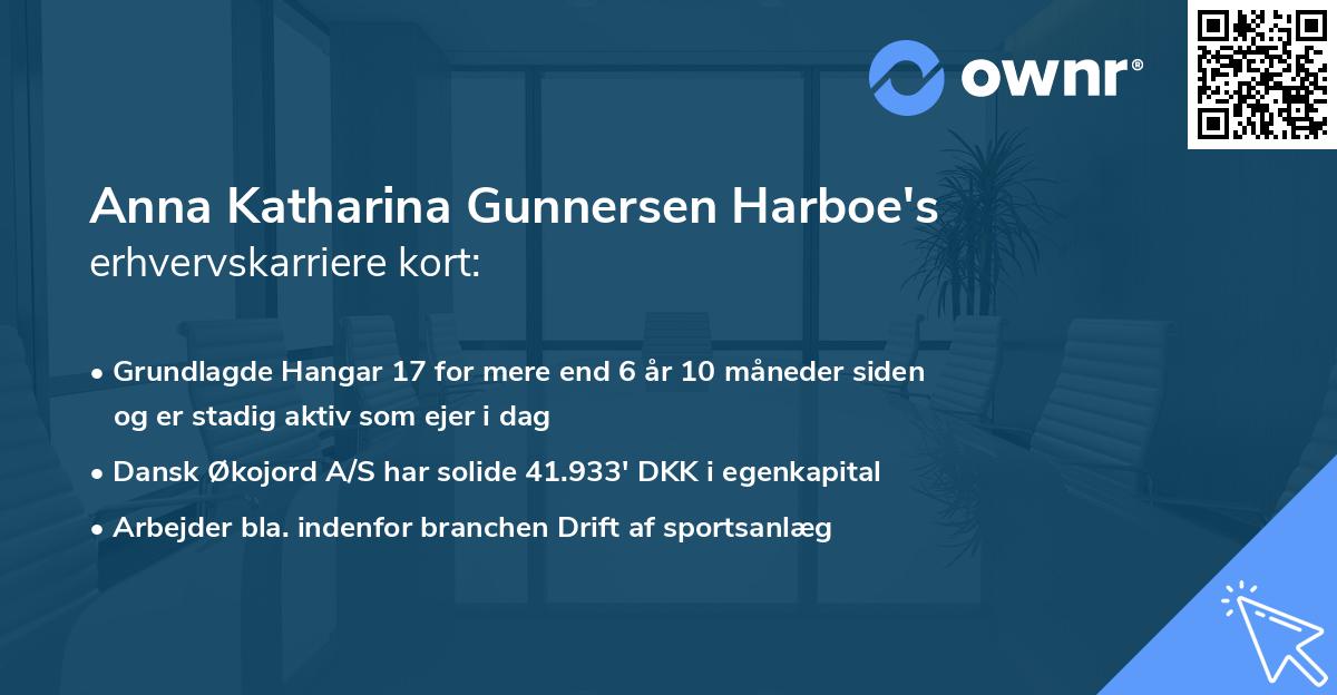 Anna Katharina Gunnersen Harboe's erhvervskarriere kort