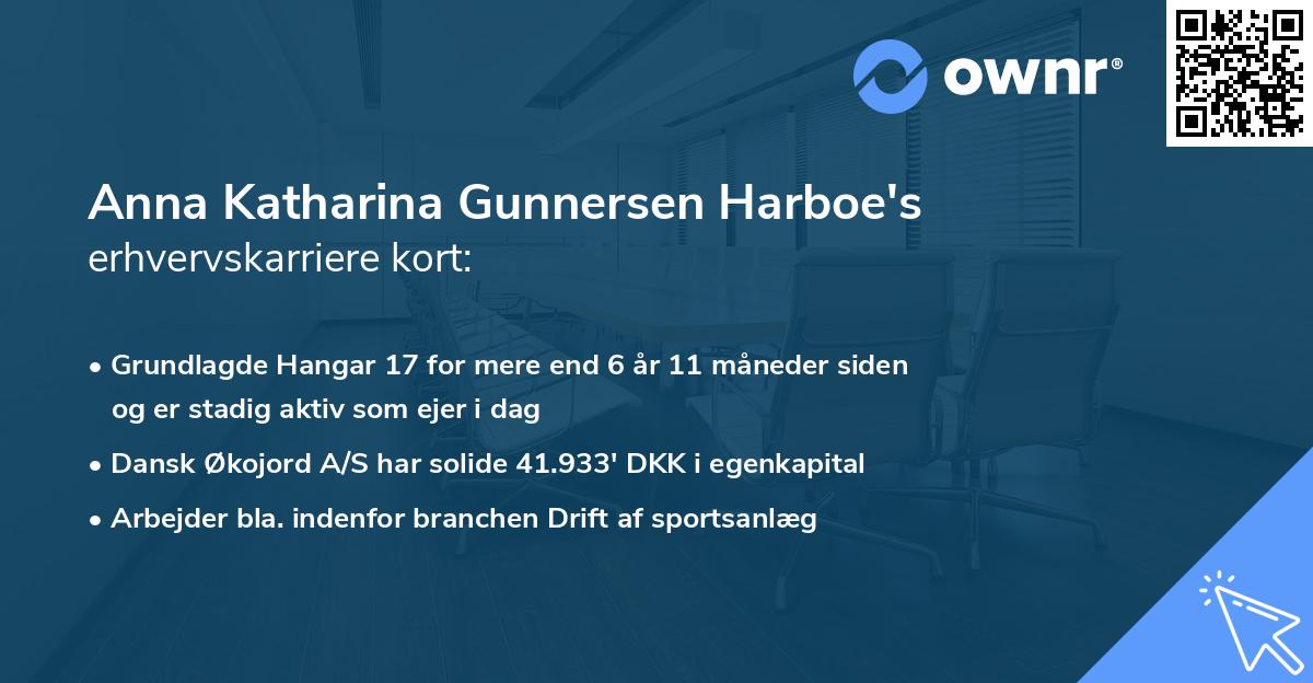 Anna Katharina Gunnersen Harboe's erhvervskarriere kort