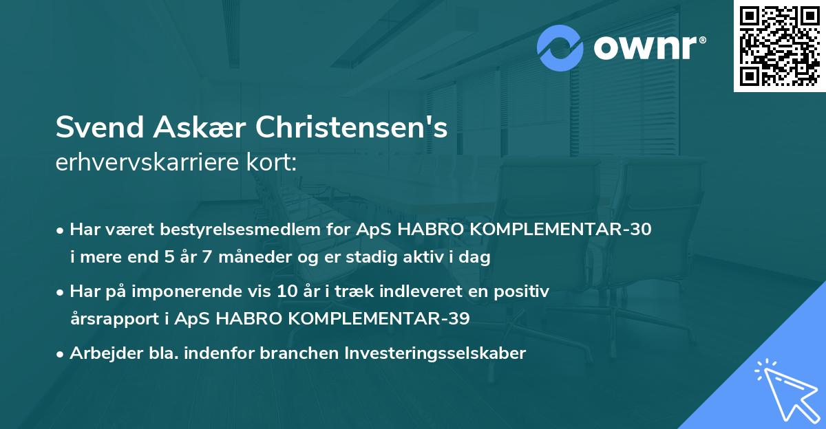 Svend Askær Christensen's erhvervskarriere kort