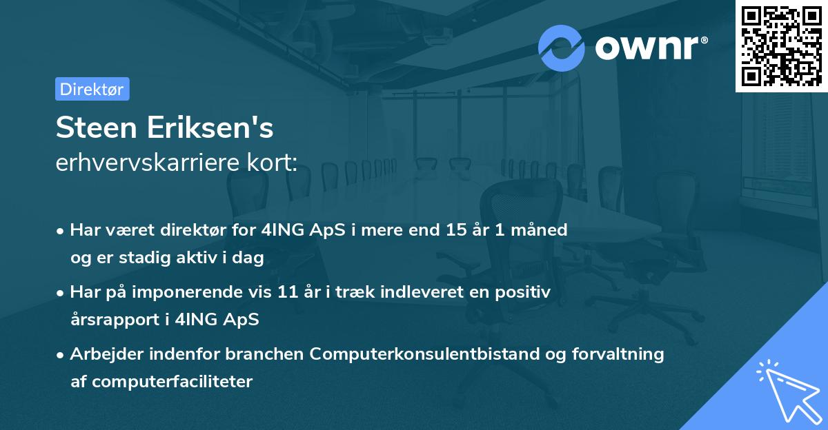 Steen Eriksen's erhvervskarriere kort