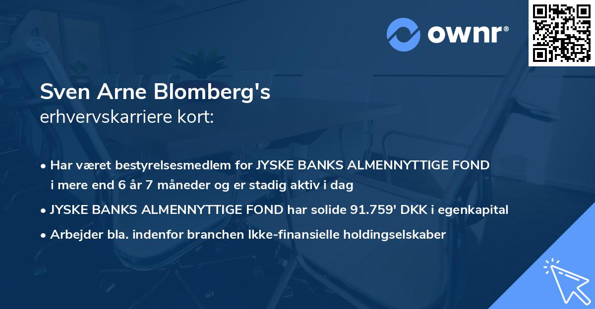 Sven Arne Blomberg's erhvervskarriere kort