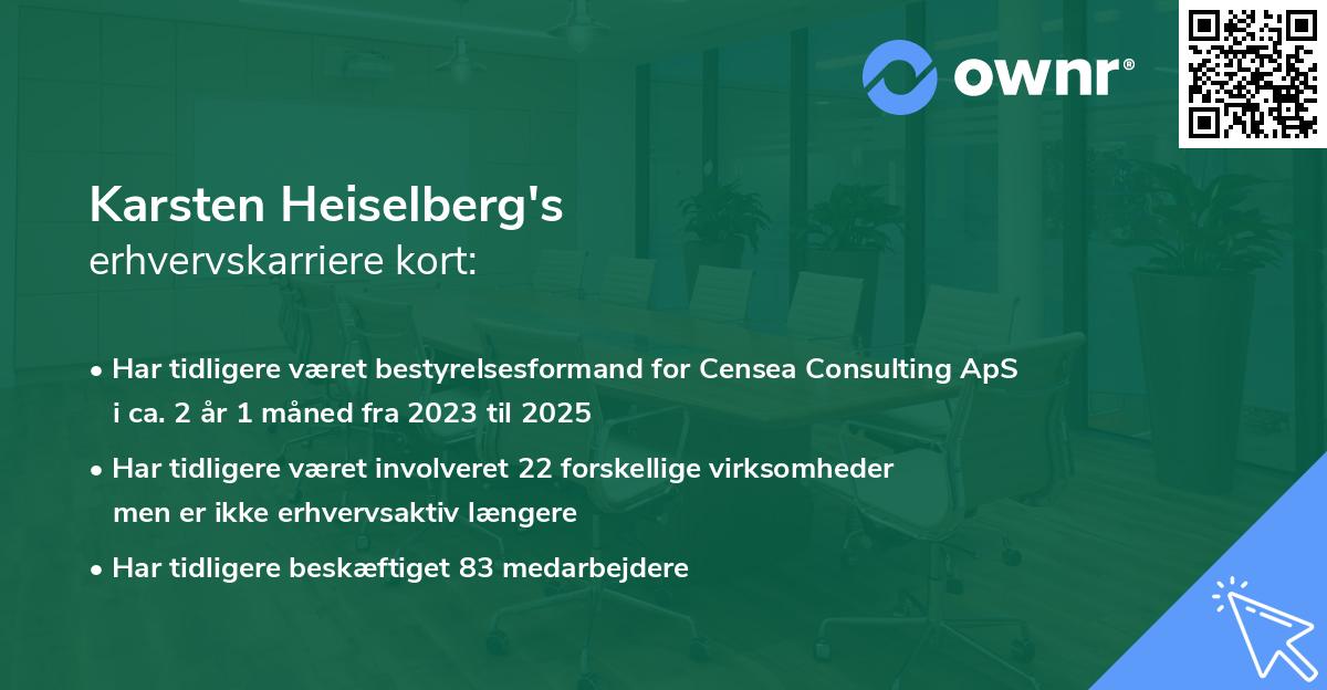 Karsten Heiselberg's erhvervskarriere kort