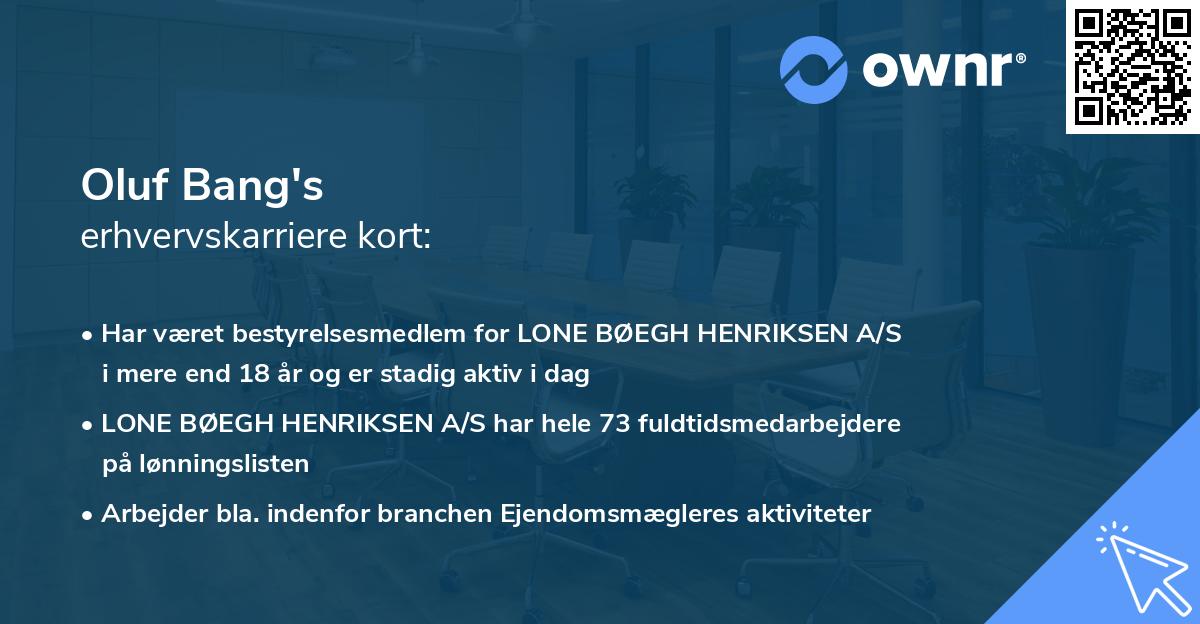 Oluf Bang's erhvervskarriere kort