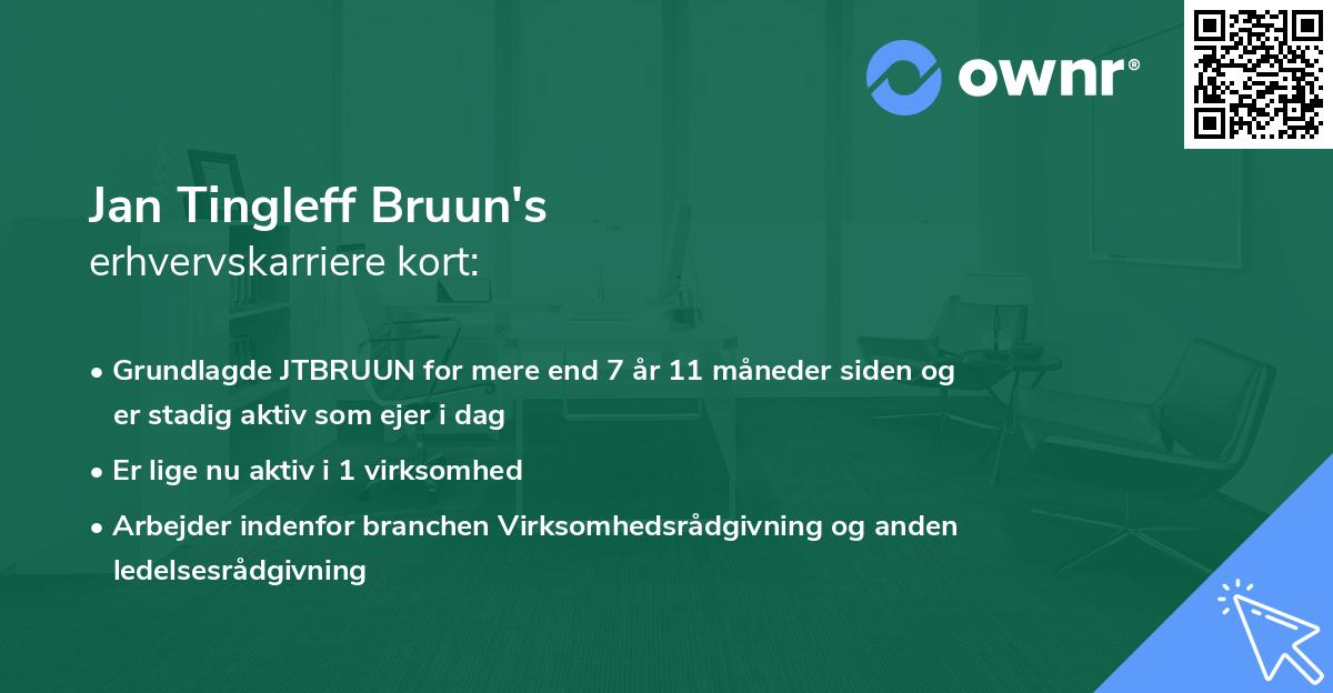 Jan Tingleff Bruun's erhvervskarriere kort