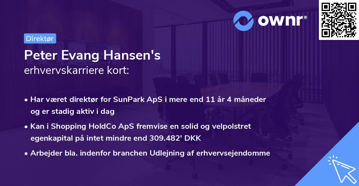 Peter Evang Hansen's erhvervskarriere kort