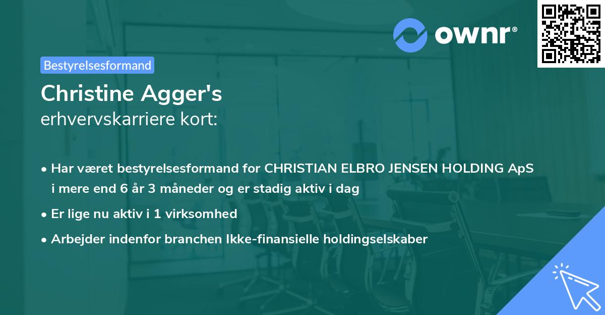 Christine Agger's erhvervskarriere kort