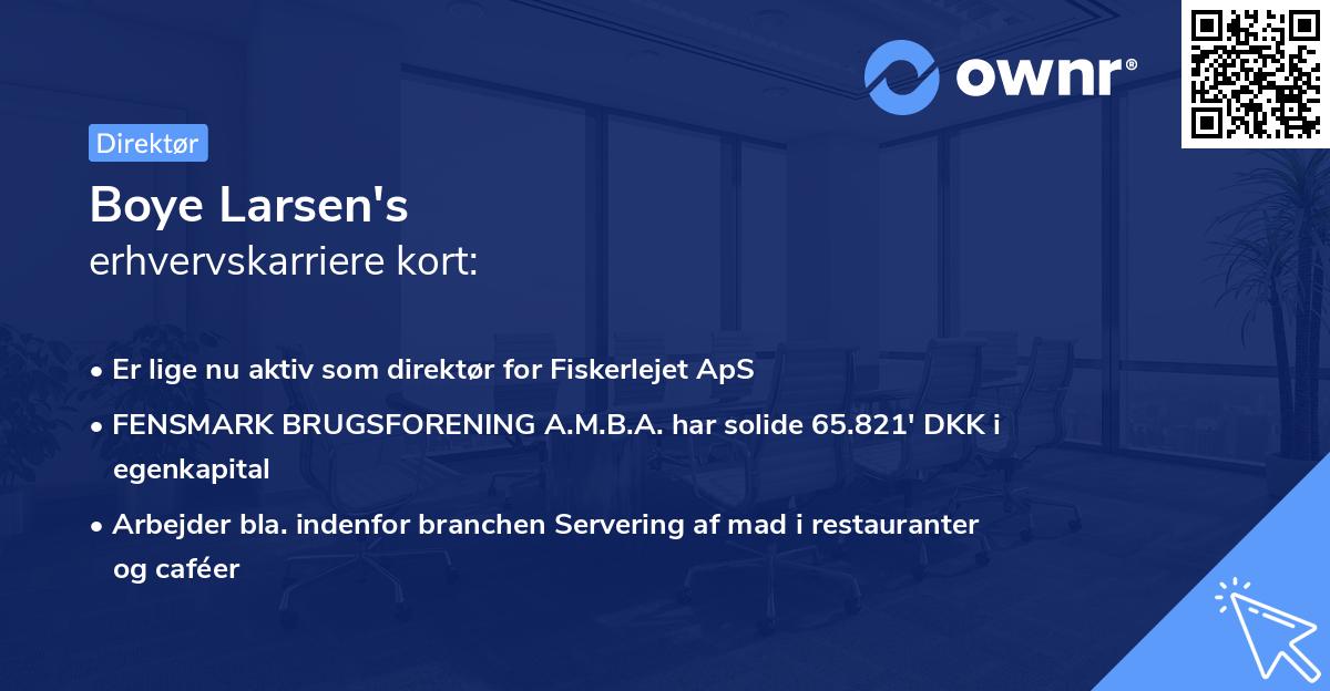 Boye Larsen's erhvervskarriere kort