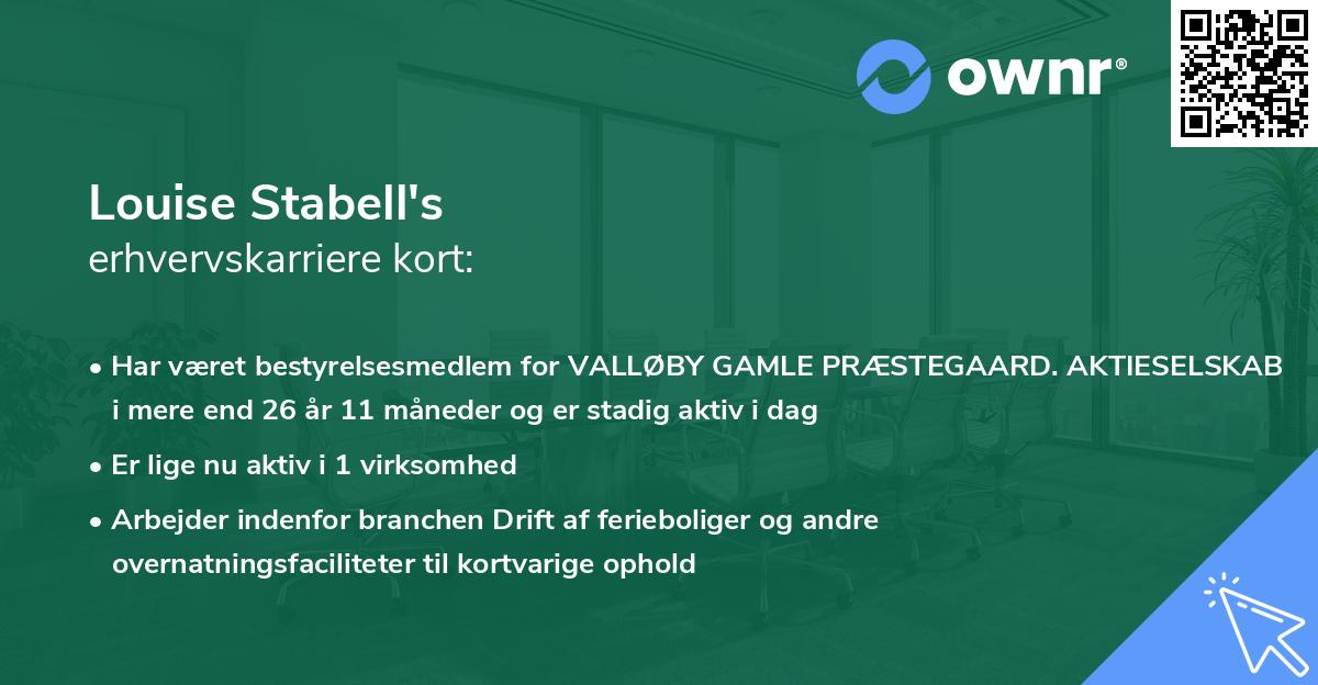 Louise Stabell's erhvervskarriere kort