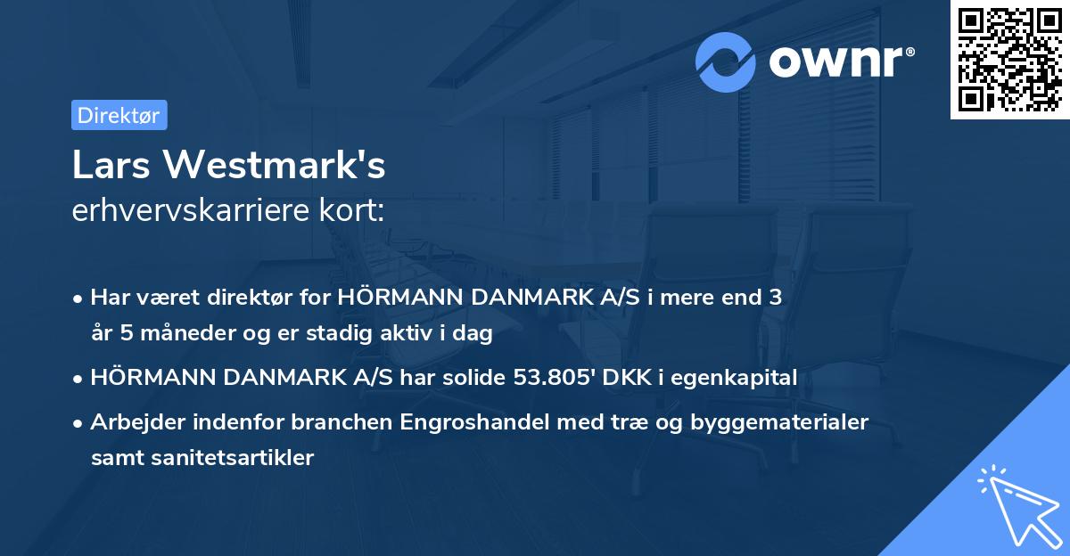 Lars Westmark's erhvervskarriere kort