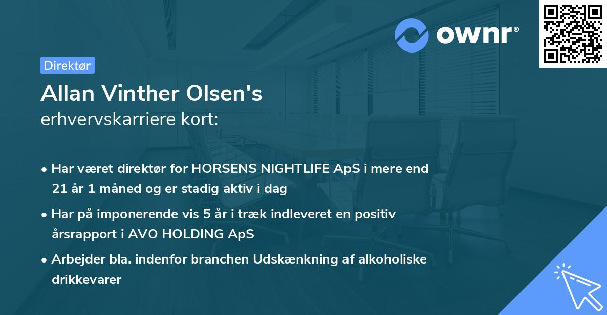 Allan Vinther Olsen's erhvervskarriere kort
