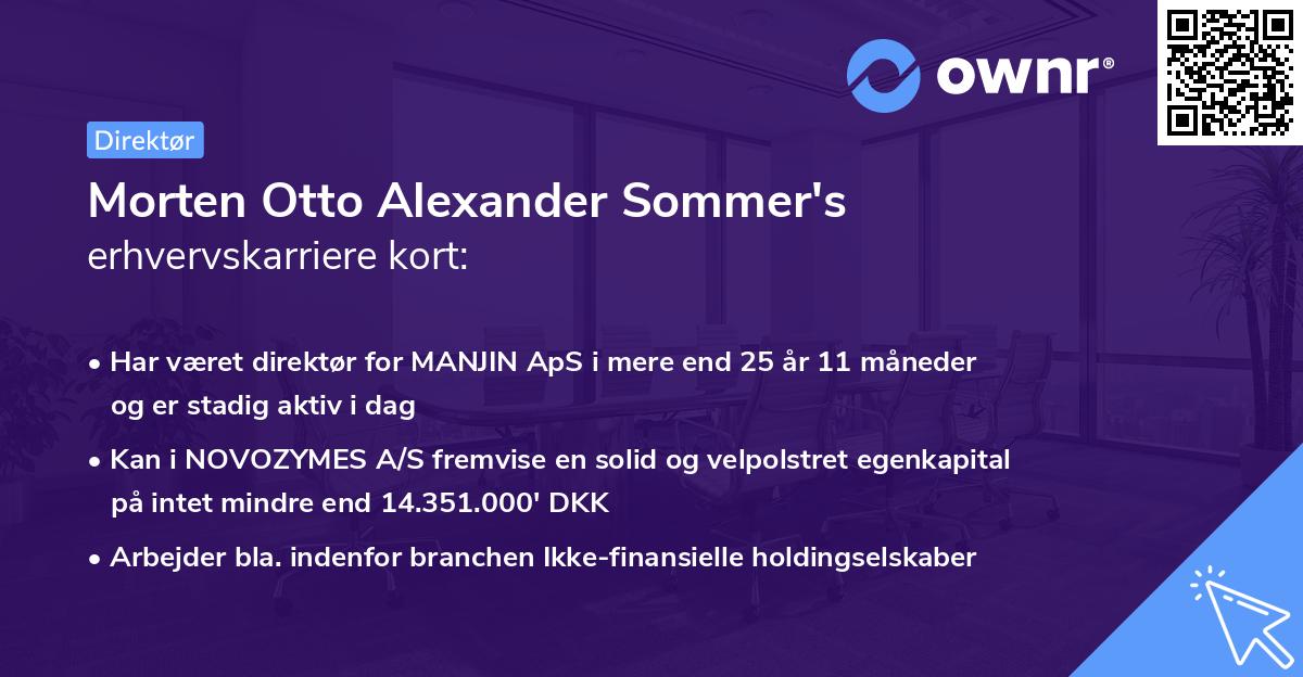 Morten Otto Alexander Sommer's erhvervskarriere kort