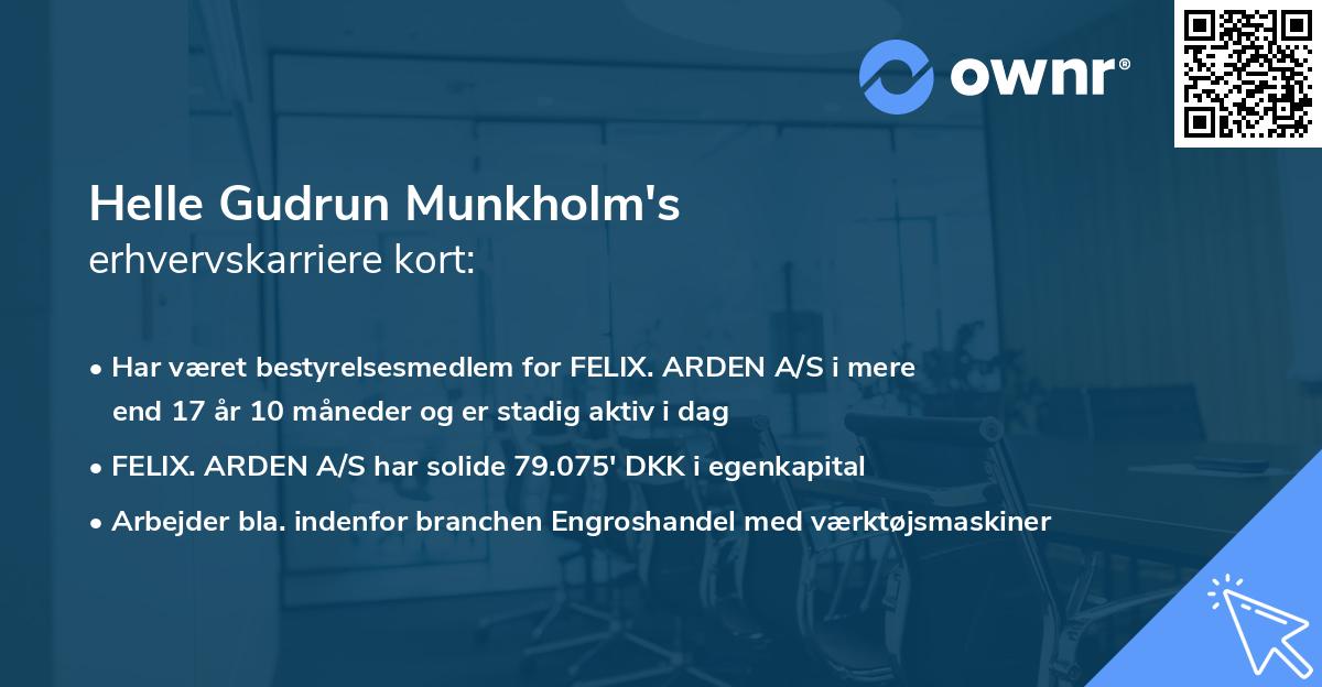 Helle Gudrun Munkholm's erhvervskarriere kort