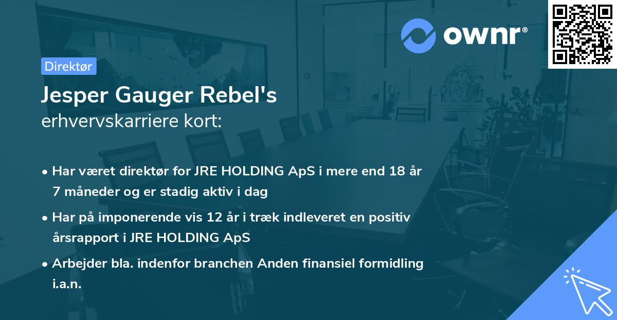 Jesper Gauger Rebel's erhvervskarriere kort