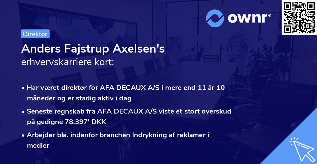 Anders Fajstrup Axelsen's erhvervskarriere kort