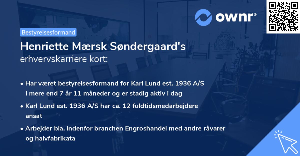 Henriette Mærsk Søndergaard's erhvervskarriere kort