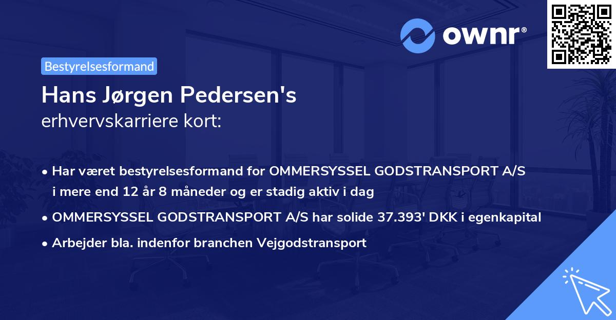 Hans Jørgen Pedersen's erhvervskarriere kort