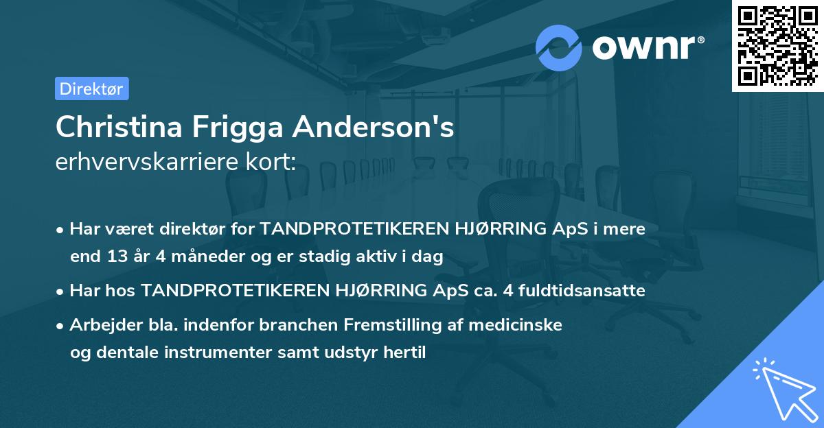 Christina Frigga Anderson's erhvervskarriere kort