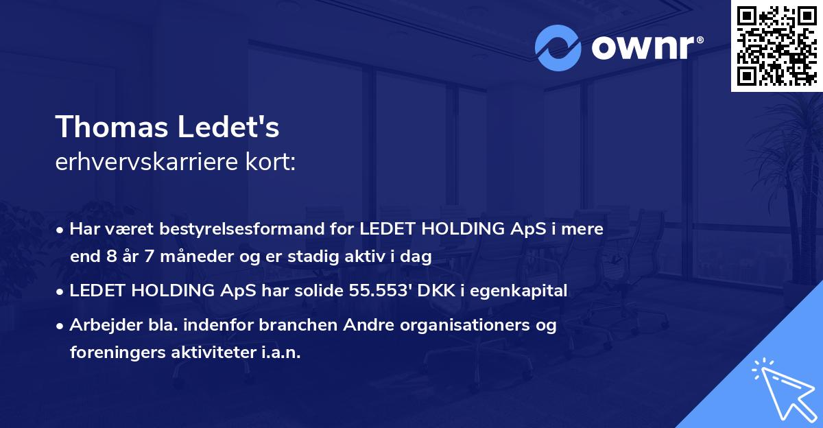 Thomas Ledet's erhvervskarriere kort