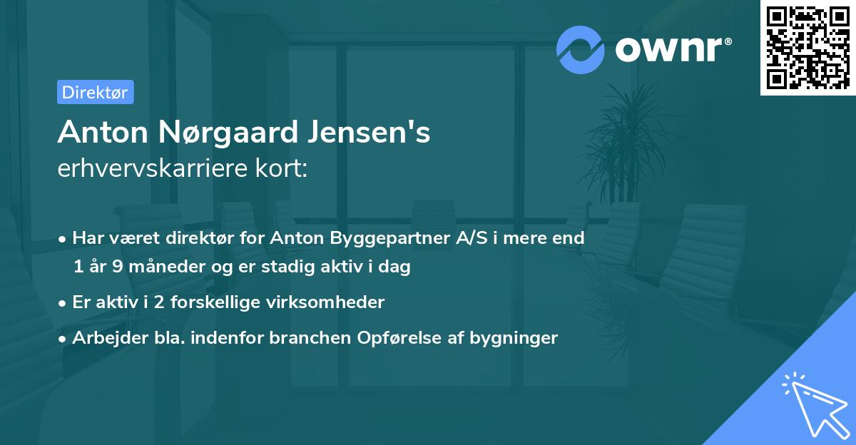 Anton Nørgaard Jensen's erhvervskarriere kort