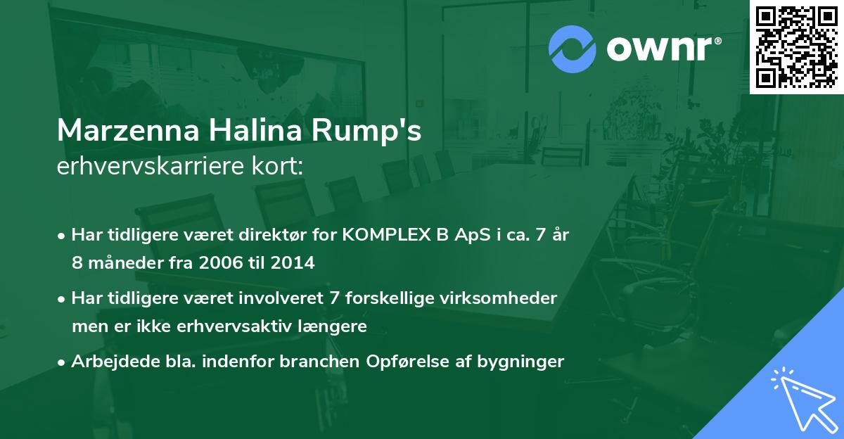 Marzenna Halina Rump's erhvervskarriere kort